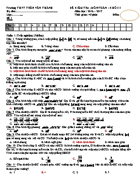 Đề kiểm tra môn Toán - Khối 11
